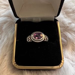 Sterling Silver Amethyst Ring with 14K Gold Accents